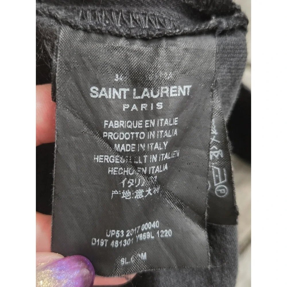 Saint Laurent Paris D14 Black Slim-fit Low-waist Mens Jeans Denim Italy 34×32